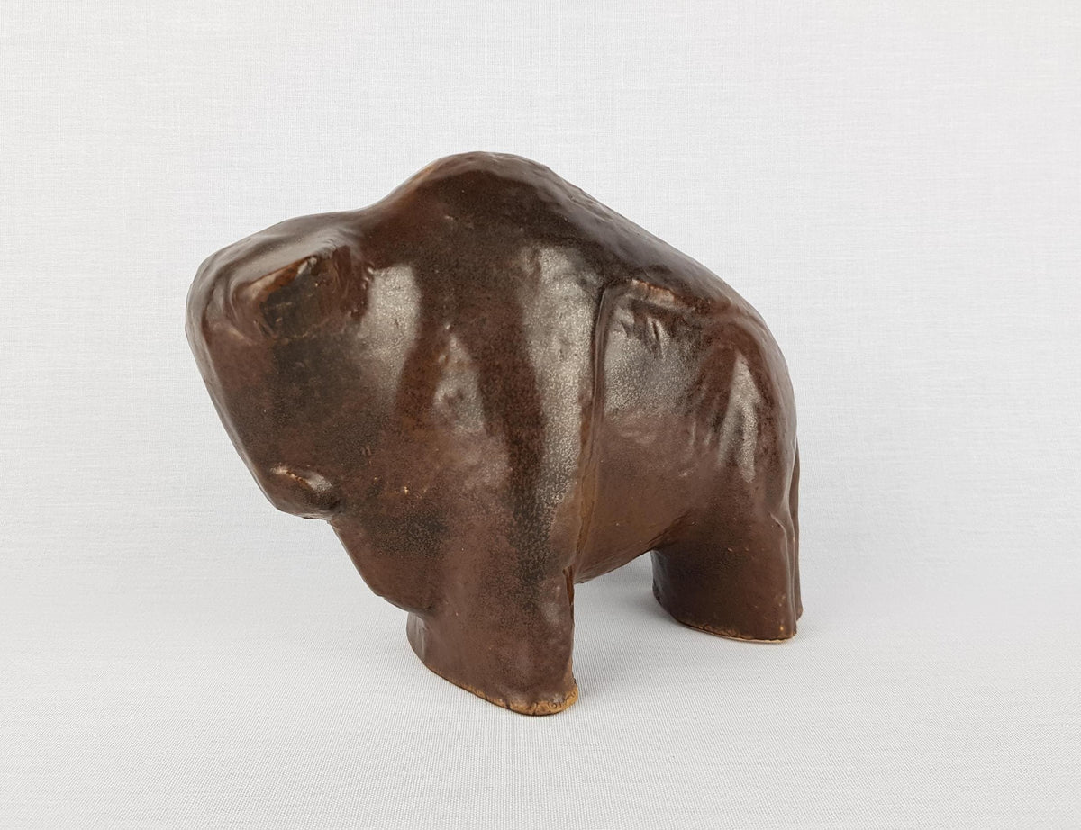 Vintage Ceramic Brown Bull Figure West German Pottery Mid Century Modern Ruscha Silberdistel Style