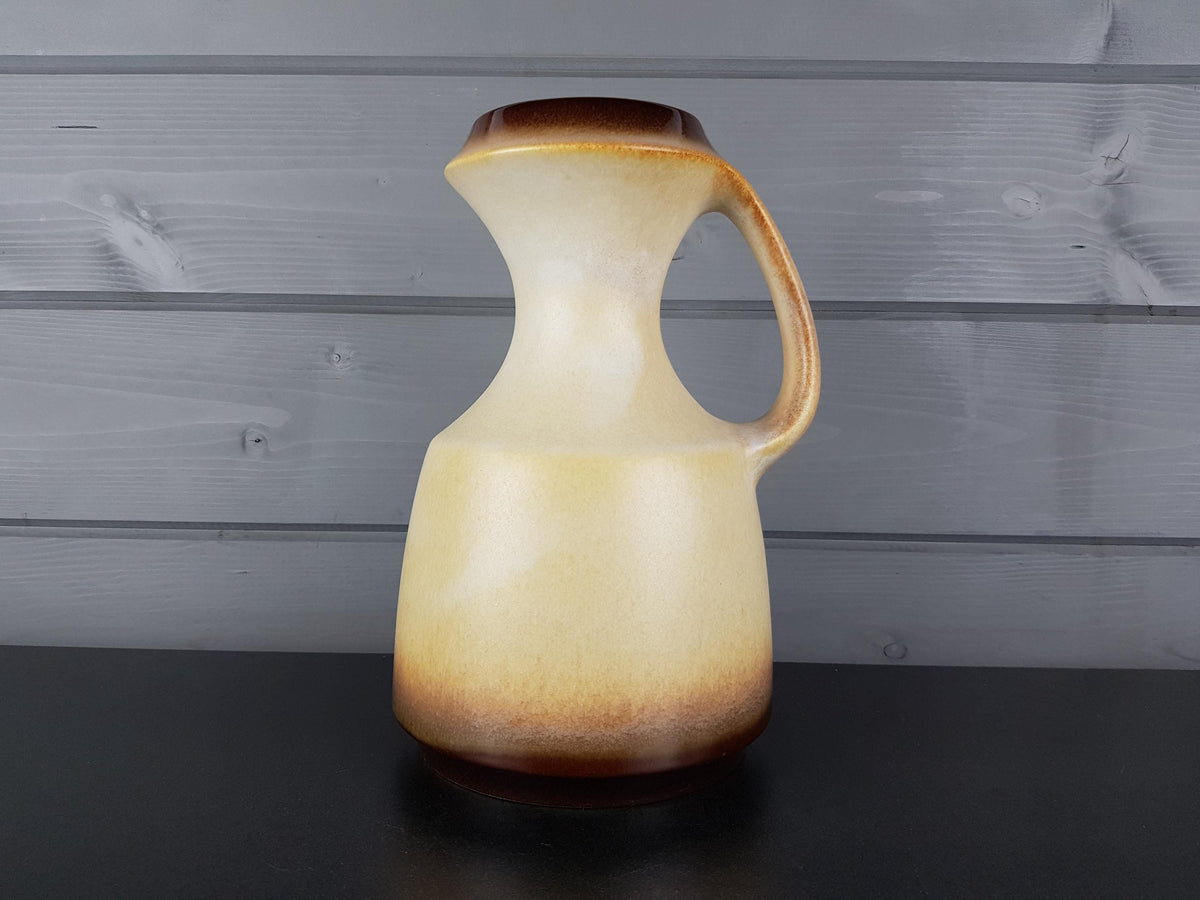 Vintage STEULER KERAMIK Handled Beige and Brown Vase 315-25 West German Pottery 1960s