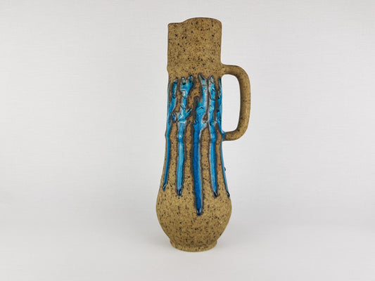 Rare Vintage Éva Bod Jug Vase – Turquoise Blue Hungarian Ceramic Art – Mid-Century Modern 1960-70
