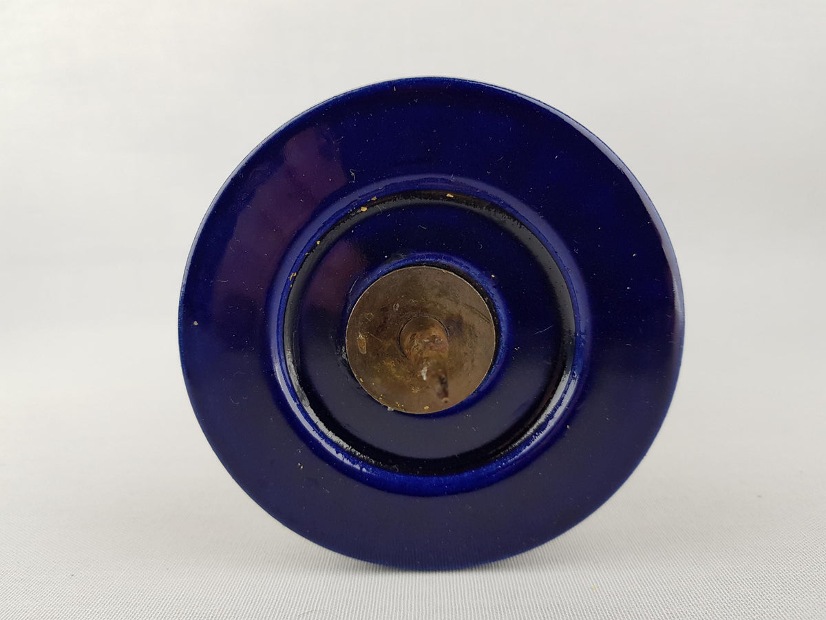 Vintage JASBA KERAMIK Yellow and Blue Hooped Candle Holder Lamp Foot West-Germany 1970s