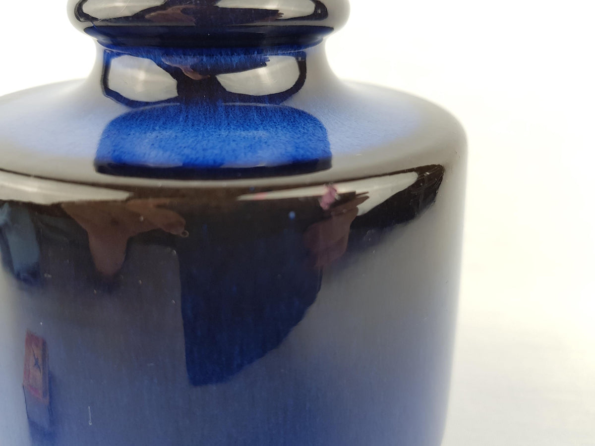 Vintage STEULER KERAMIK Blue Black Vase 133-15 West German Pottery 1960s