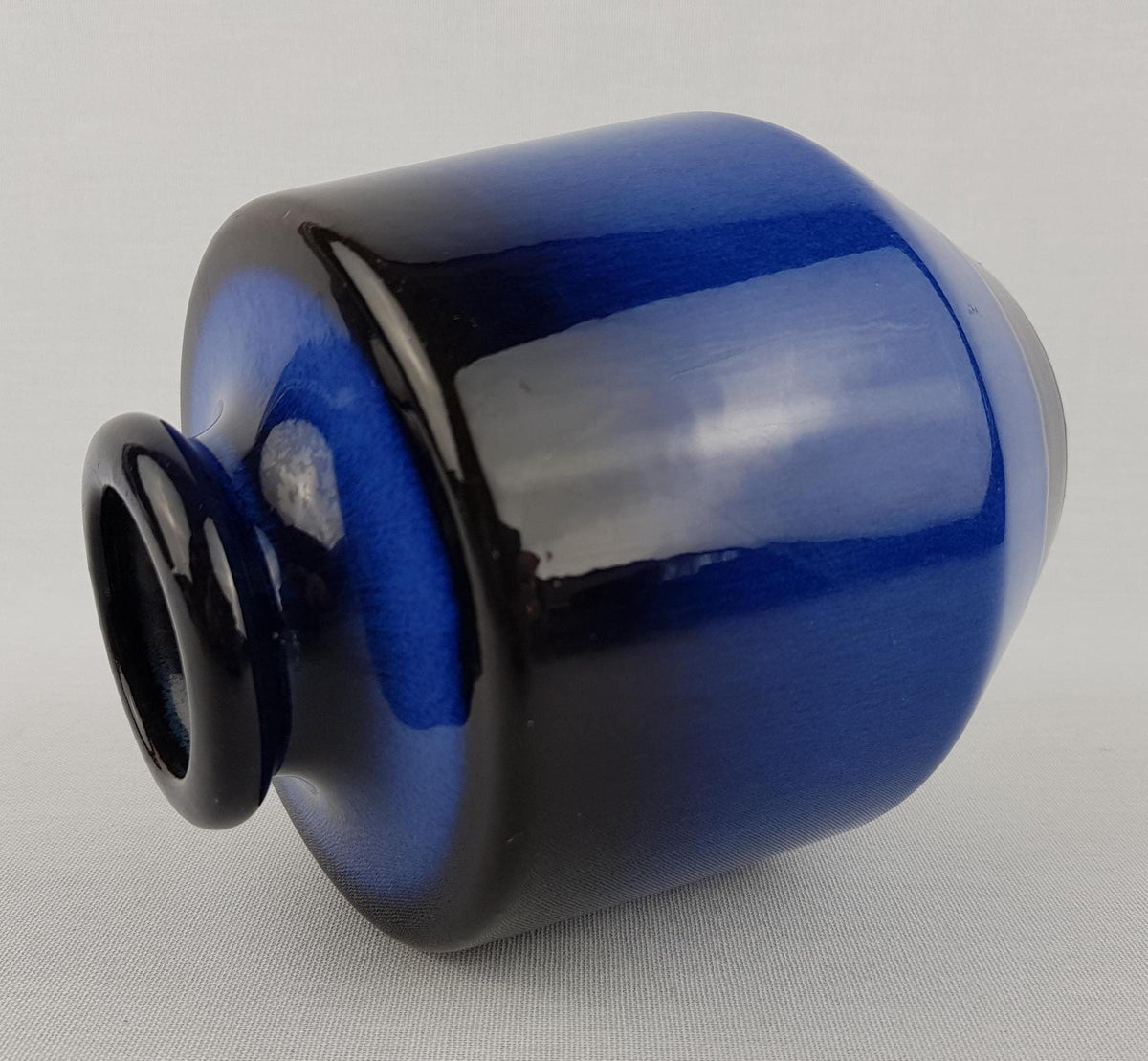 Vintage STEULER KERAMIK Blue Black Vase 133-15 West German Pottery 1960s
