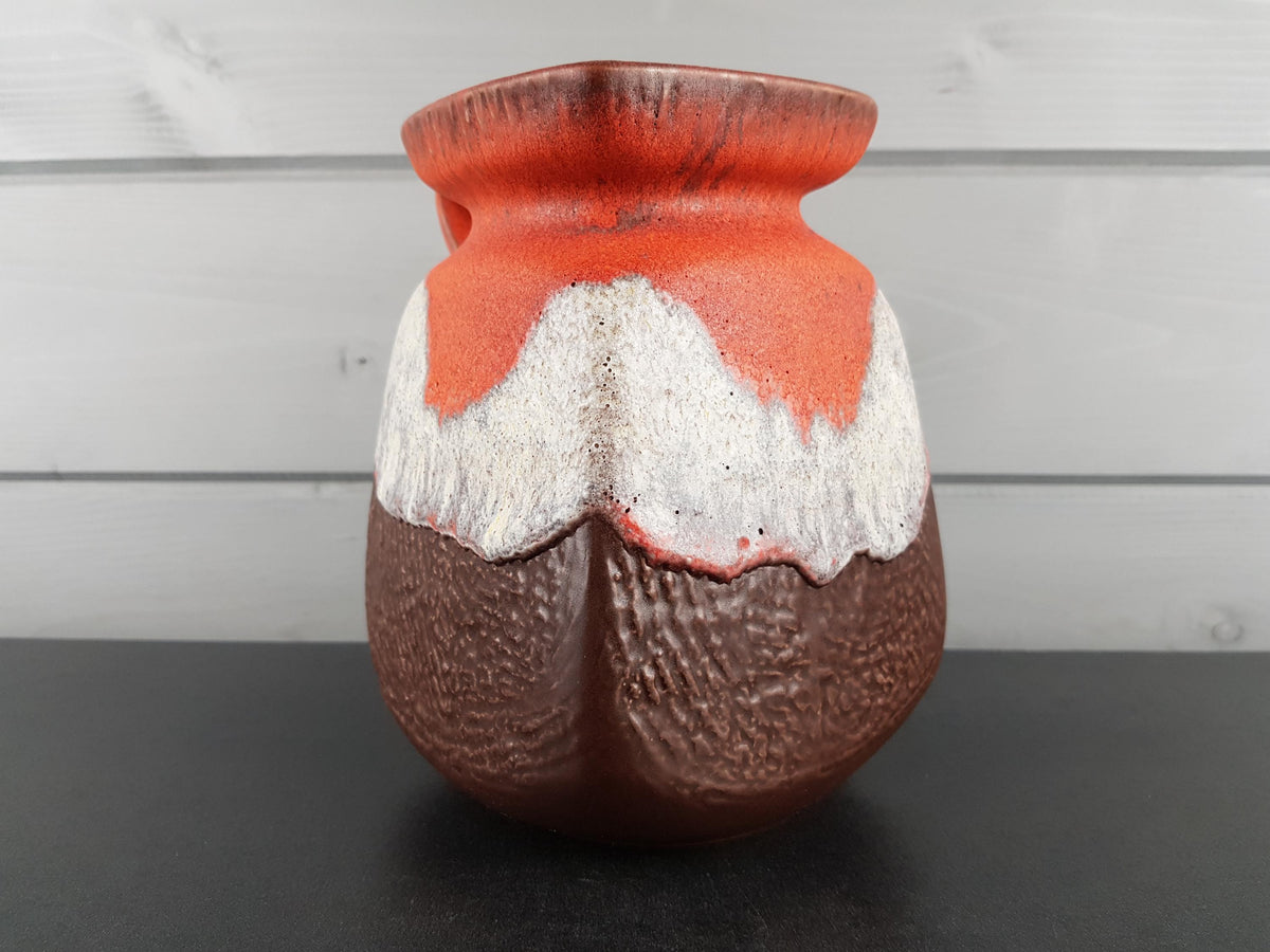 Vintage JASBA KERAMIK Orange and Brown Vase N315 13 18 West-Germany 1960-70s