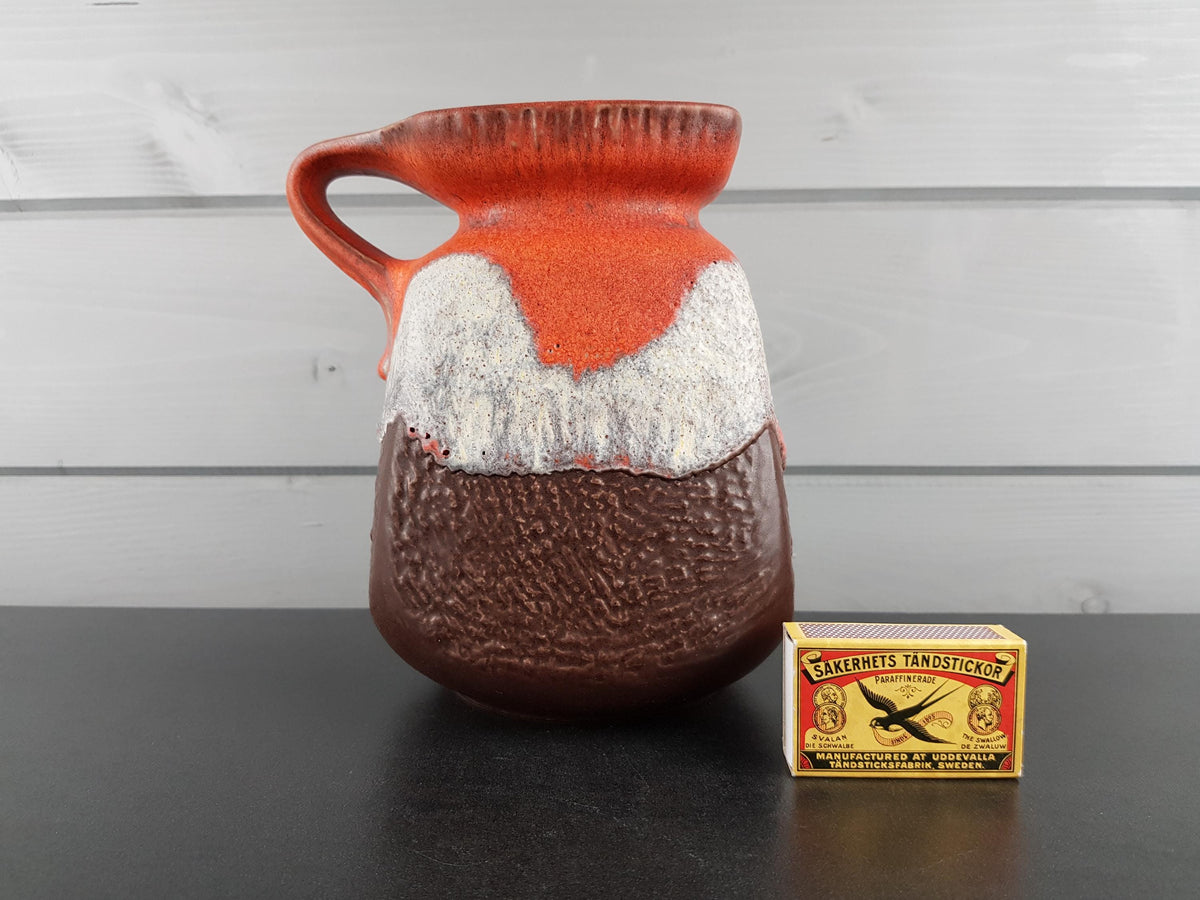 Vintage JASBA KERAMIK Orange and Brown Vase N315 13 18 West-Germany 1960-70s