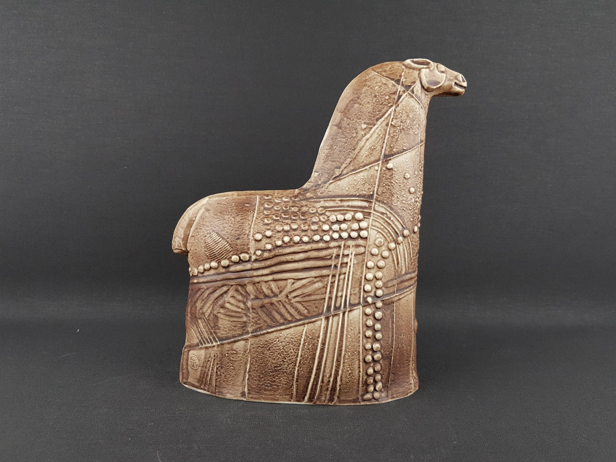Vintage RÖRSTRAND Large Brown Horse by Bertil Vallien, Sweden, 1978