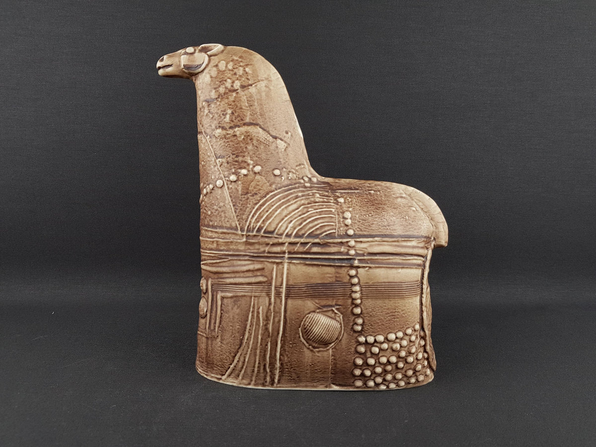 Vintage RÖRSTRAND Large Brown Horse by Bertil Vallien, Sweden, 1978