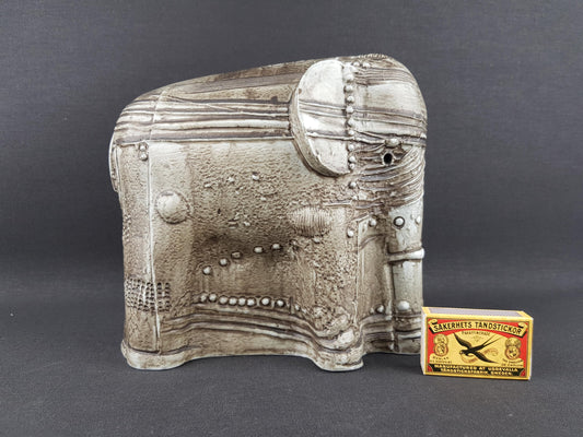 Vintage RÖRSTRAND Large Greyish Brown Elephant by Bertil Vallien, Sweden, 1978