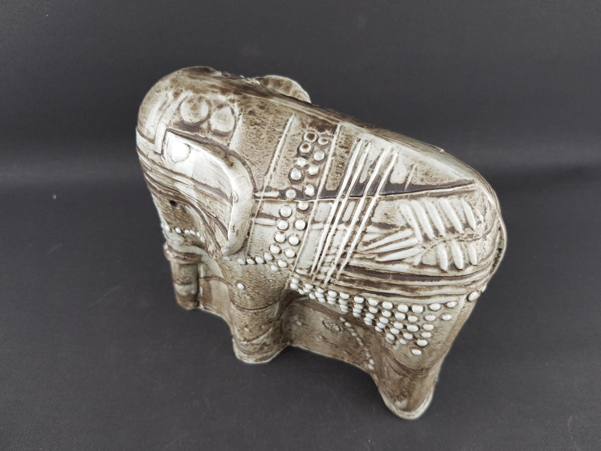 Vintage RÖRSTRAND Large Greyish Brown Elephant by Bertil Vallien, Sweden, 1978