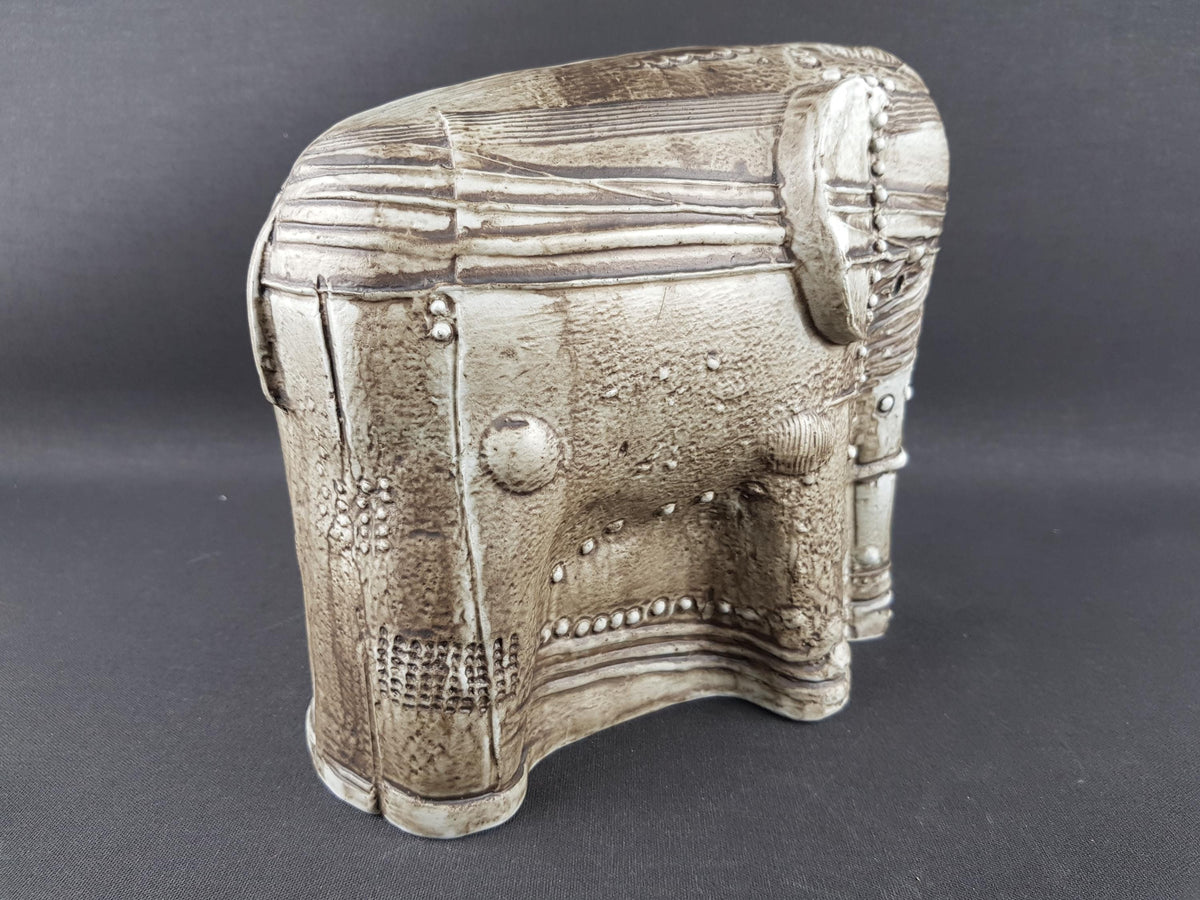 Vintage RÖRSTRAND Large Greyish Brown Elephant by Bertil Vallien, Sweden, 1978
