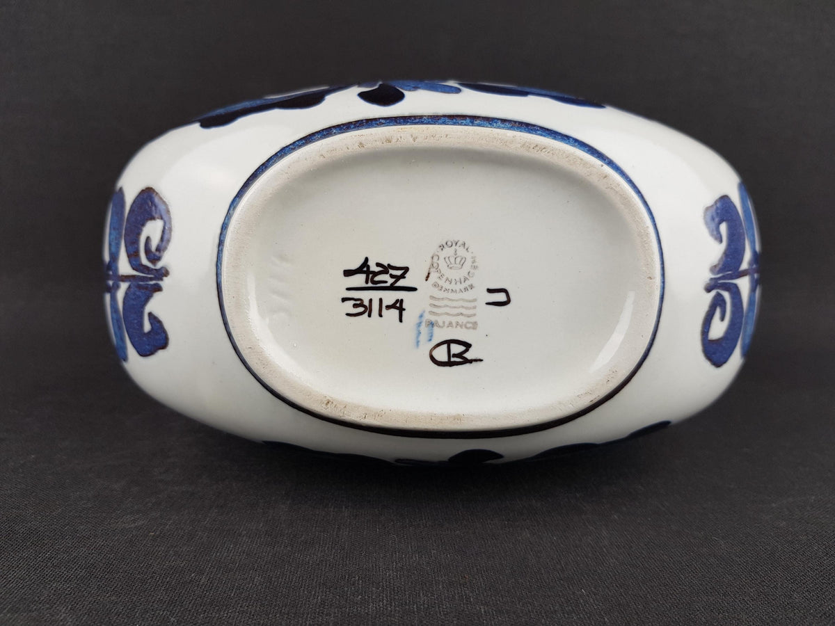 Vintage ROYAL COPENHAGEN Blue Vase Tenera Fajence Series 427 3114 by Kari Christensen from Denmark 1960s