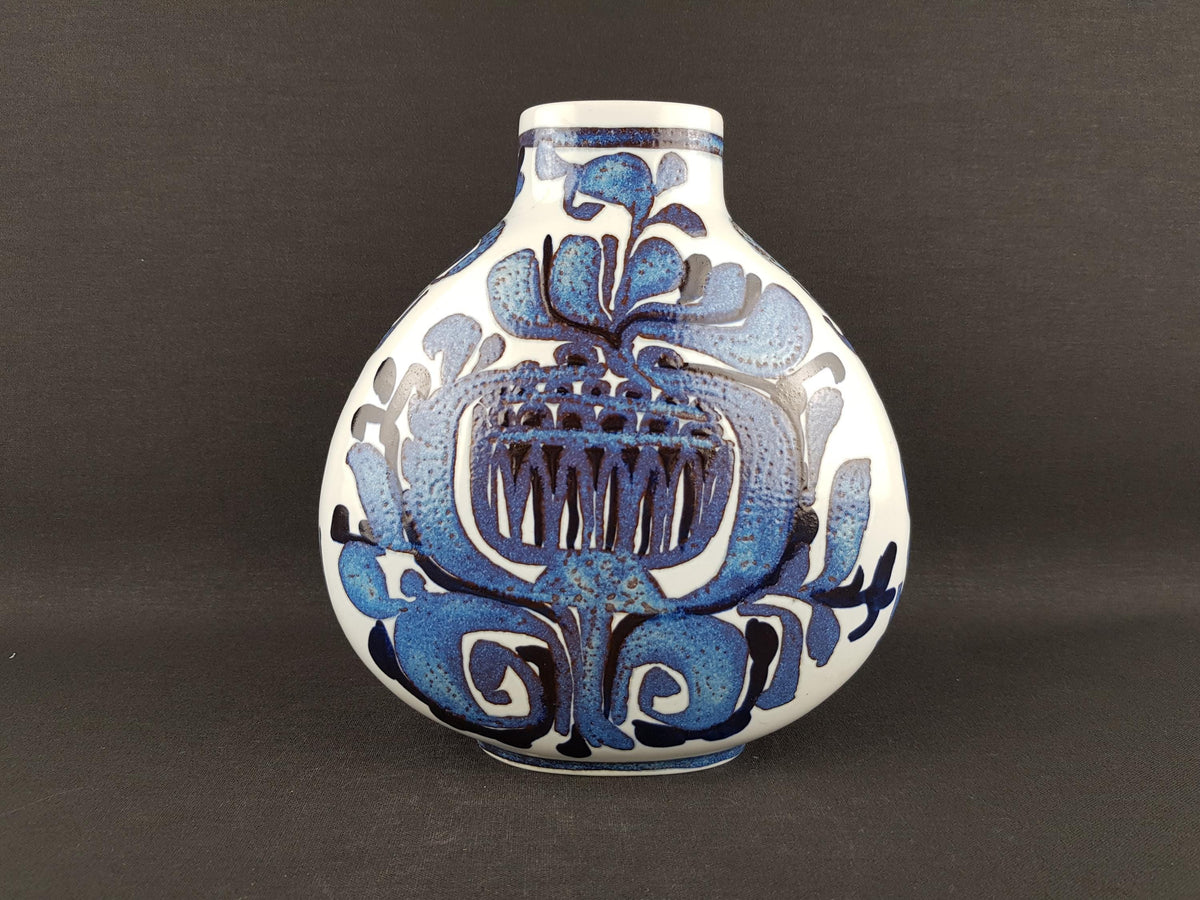 Vintage ROYAL COPENHAGEN Blue Vase Tenera Fajence Series 427 3114 by Kari Christensen from Denmark 1960s