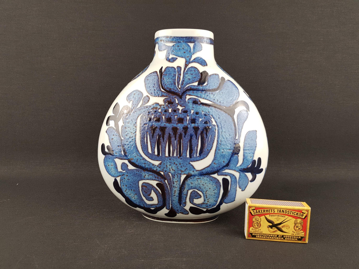 Vintage ROYAL COPENHAGEN Blue Vase Tenera Fajence Series 427 3114 by Kari Christensen from Denmark 1960s