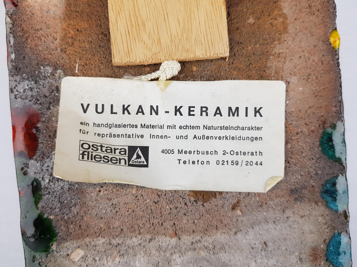 Vintage OSTARA VULCAN KERAMIK Multi Colored Wall Plate West German Pottery