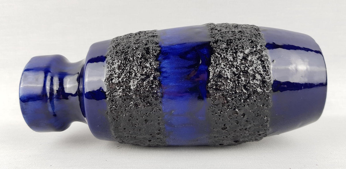 Vintage SCHEURICH KERAMIK Fat Lava Blue and Black Vase 210 18 West German Pottery 1970s