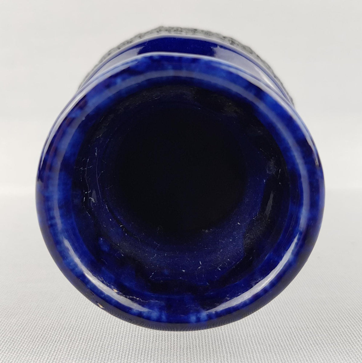Vintage SCHEURICH KERAMIK Fat Lava Blue and Black Vase 210 18 West German Pottery 1970s