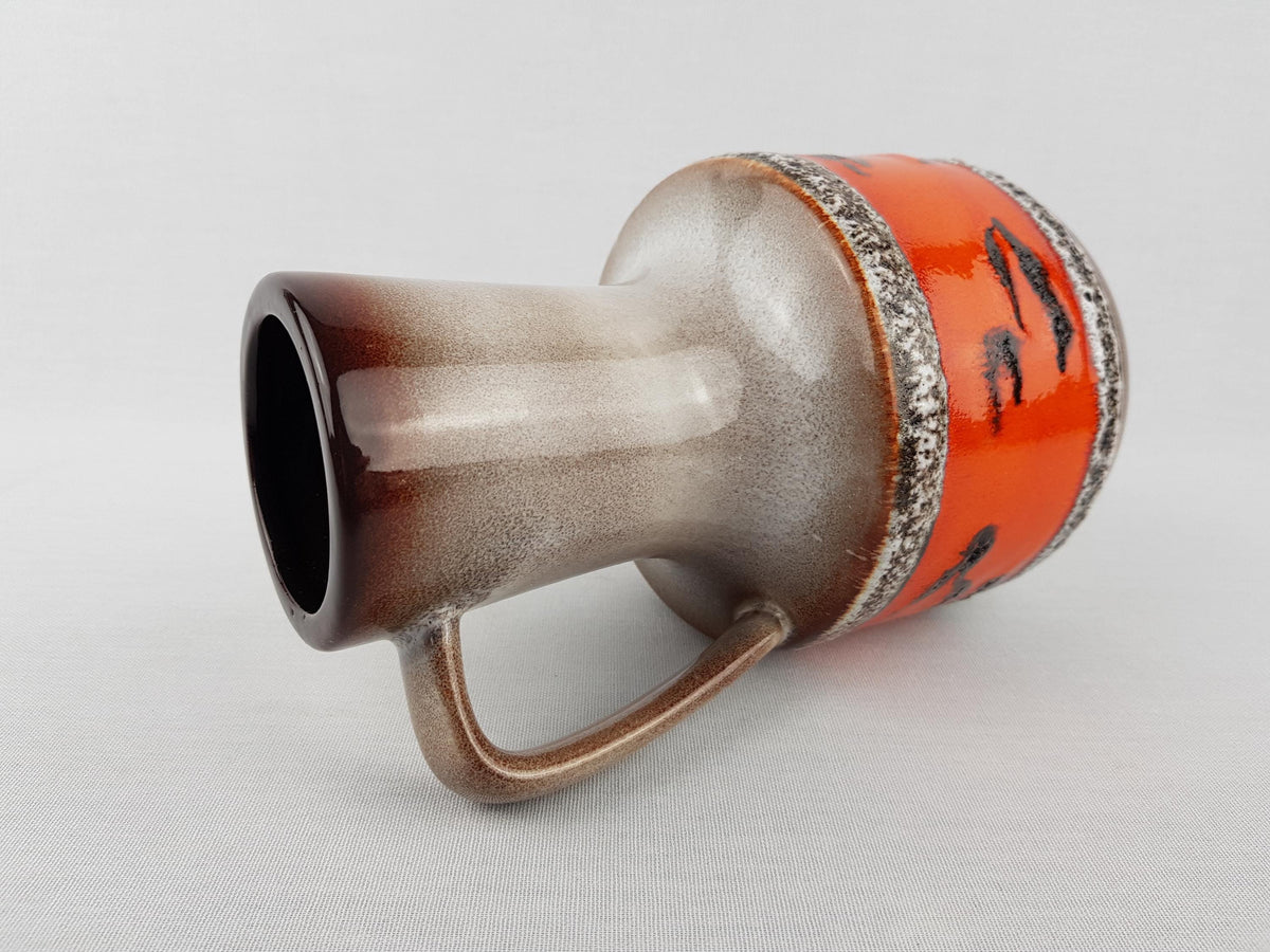 Vintage STEULER KERAMIK Orange and Brown Fat Lava Vase 141-20 West German Pottery 1960s