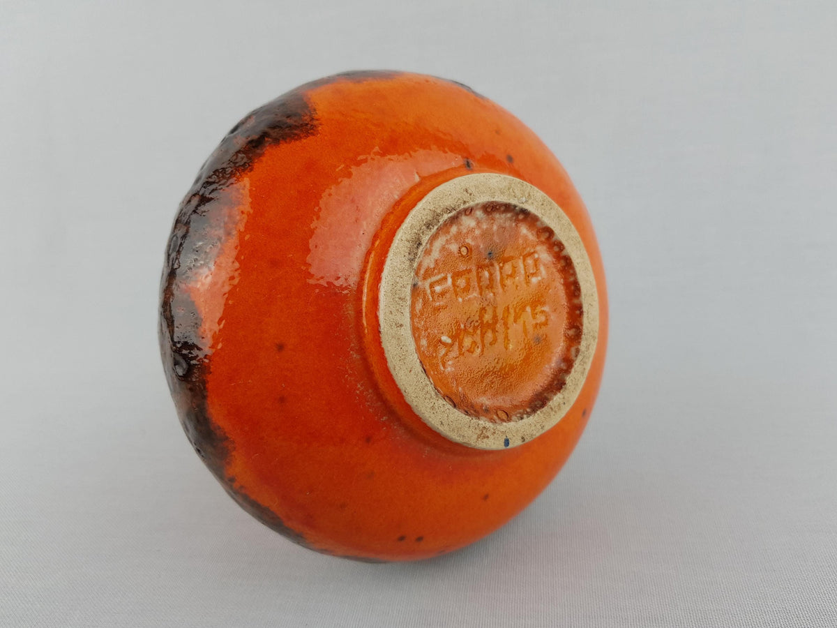 Vintage SPARA KERAMIK Orange Fat Lava Vase 266-15 West German Pottery 1970s