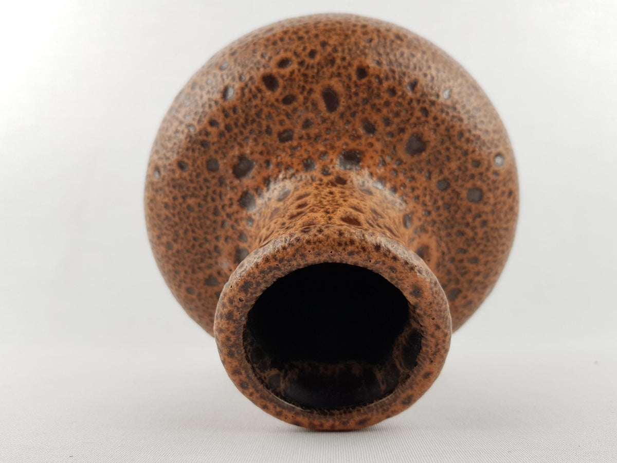 Vintage STEULER KERAMIK Brown Fat Lava Vase 132/20 West German Pottery 1970s