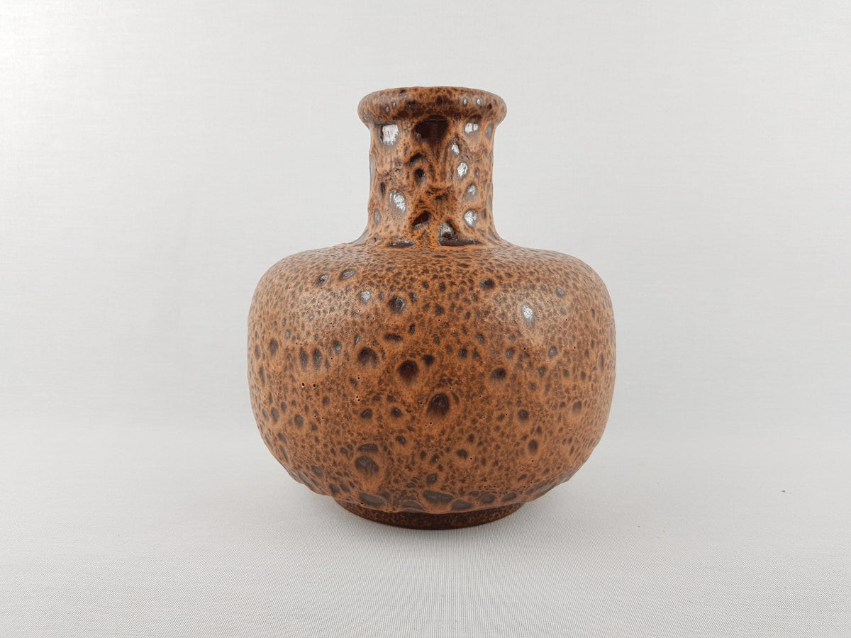 Vintage STEULER KERAMIK Brown Fat Lava Vase 132/20 West German Pottery 1970s