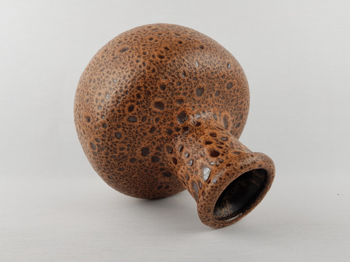 Vintage STEULER KERAMIK Brown Fat Lava Vase 132/20 West German Pottery 1970s