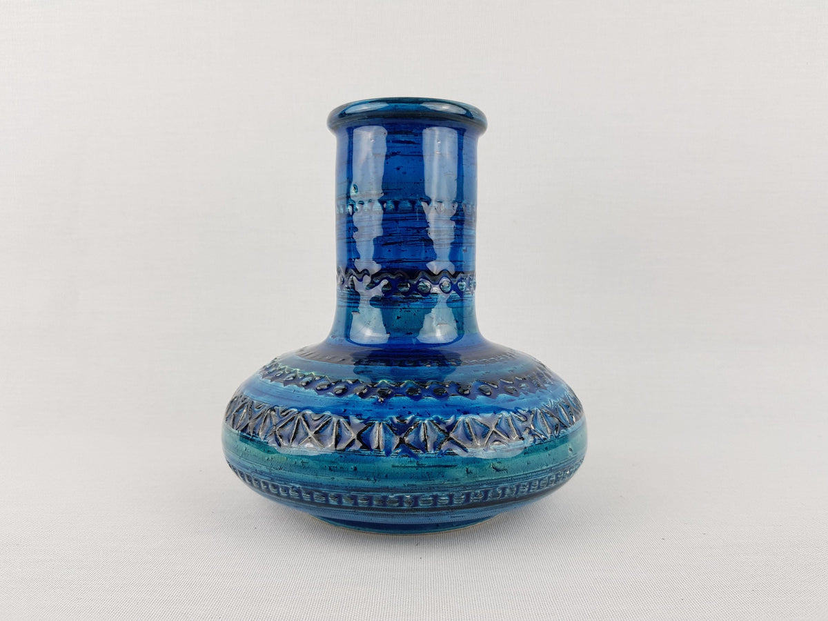 Vintage STUDIO 4 Blue Italian Pottery Vase Bitossi Rimini Blue Style
