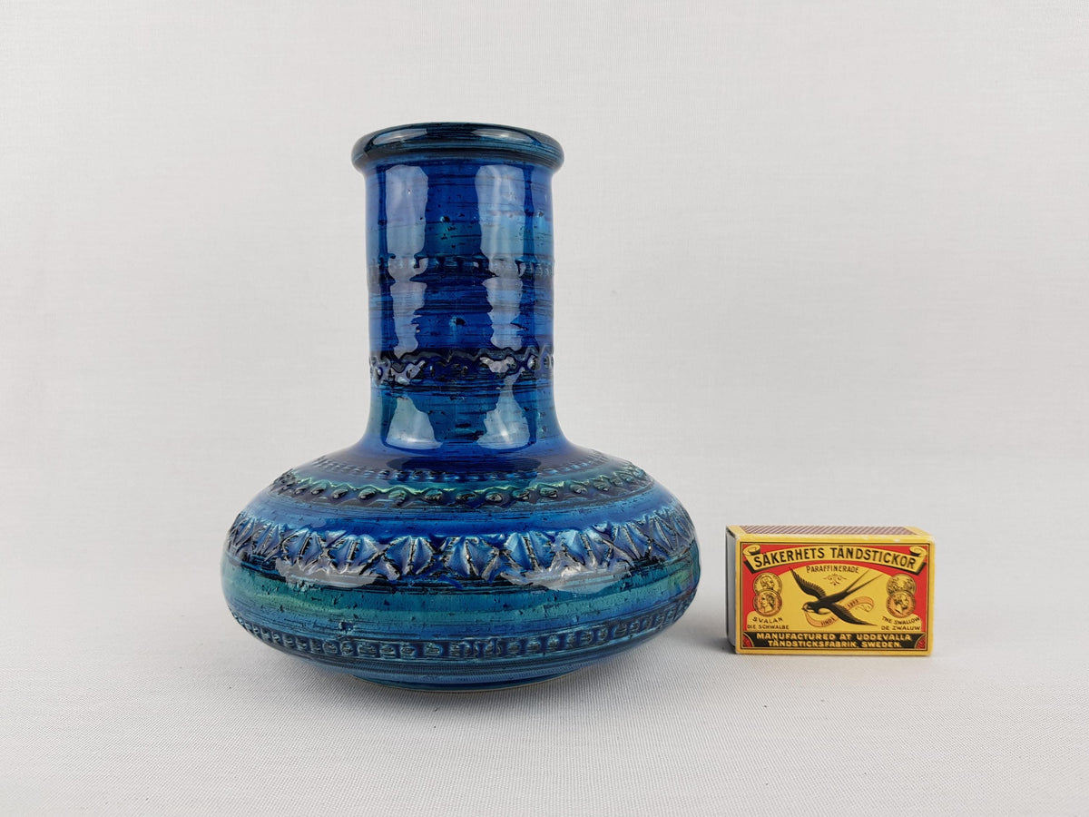 Vintage STUDIO 4 Blue Italian Pottery Vase Bitossi Rimini Blue Style