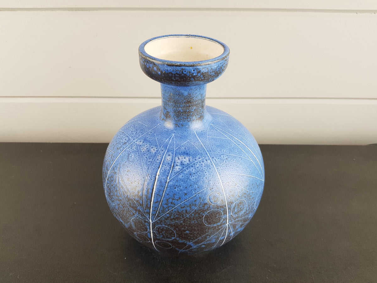 Vintage THOMS KERAMIK Handmade Blue Vase 15/20 -- 1960s