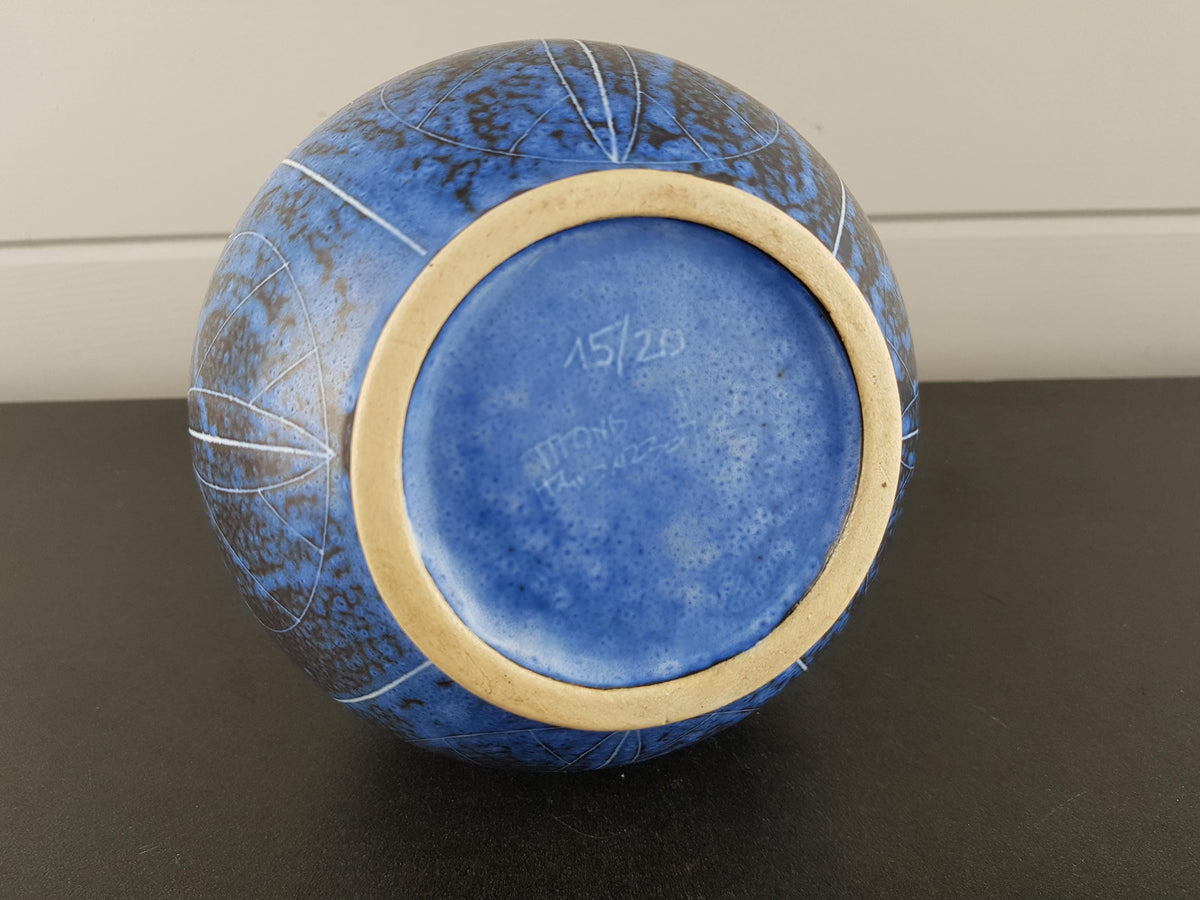 Vintage THOMS KERAMIK Handmade Blue Vase 15/20 -- 1960s
