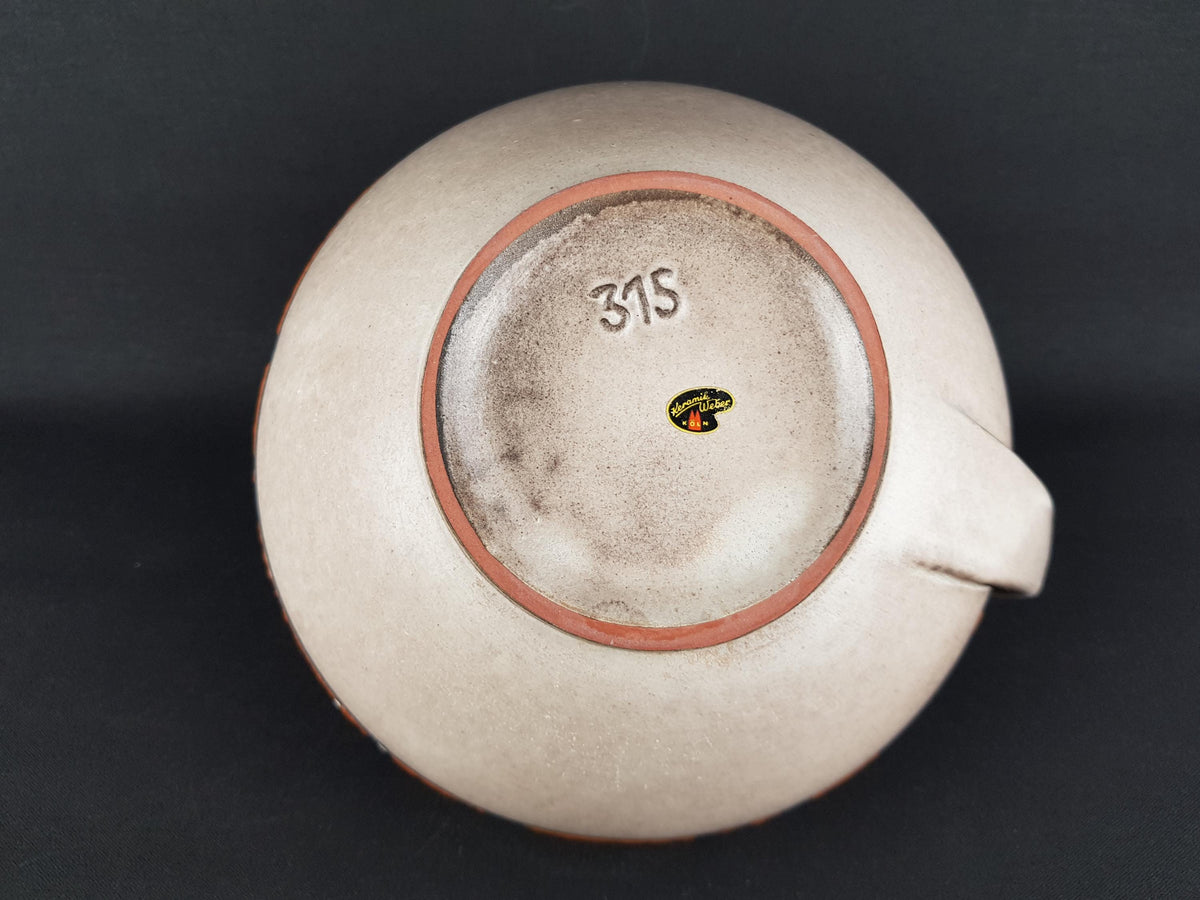 Vintage RUSCHA KERAMIK Beige with Brown Vase with "Kreta" decor 315 West German Pottery 1960s