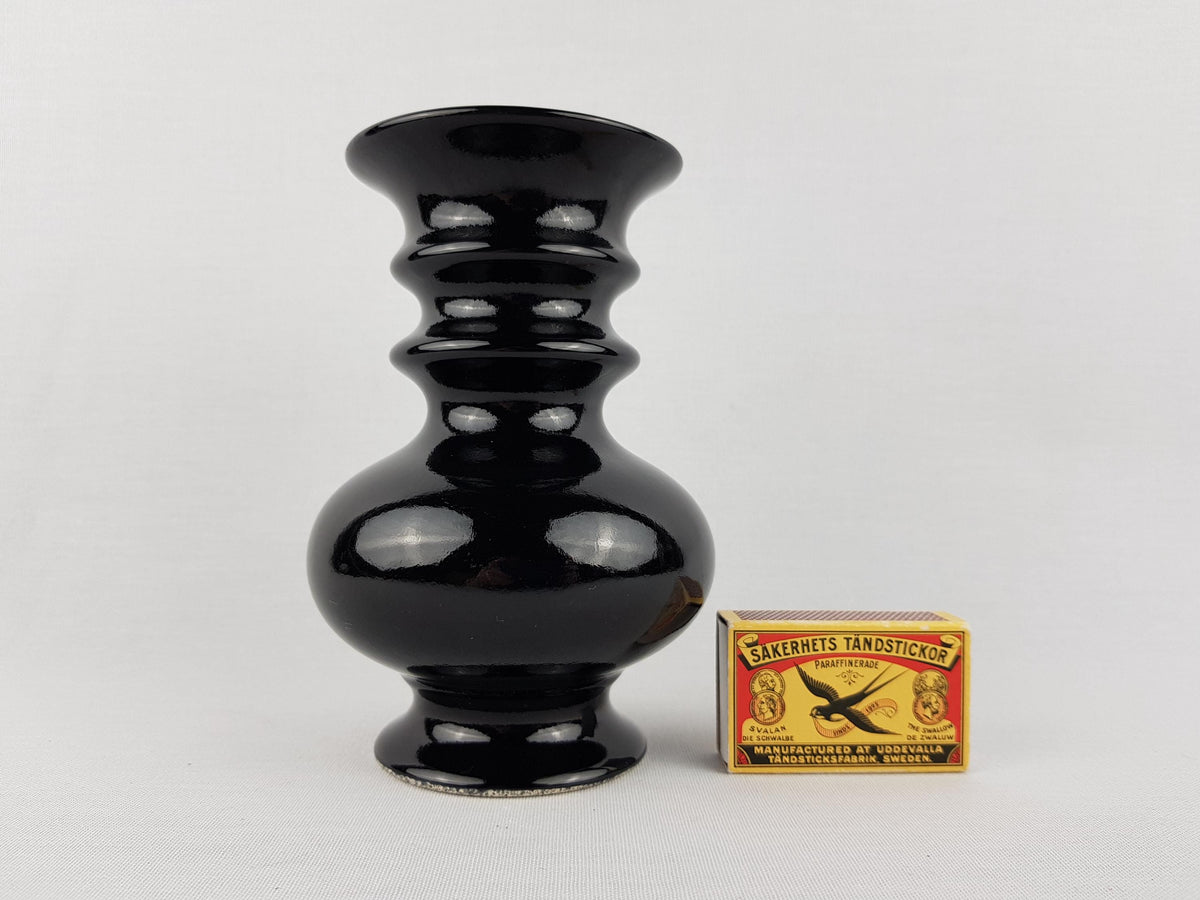Vintage DELFTS Black Ceramic Vase 605 Dutch Pottery 1970s