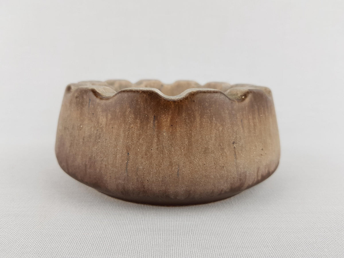 Vintage VEB STREHLA Beige and Brown Bowl / Ashtray East German Pottery 1960s