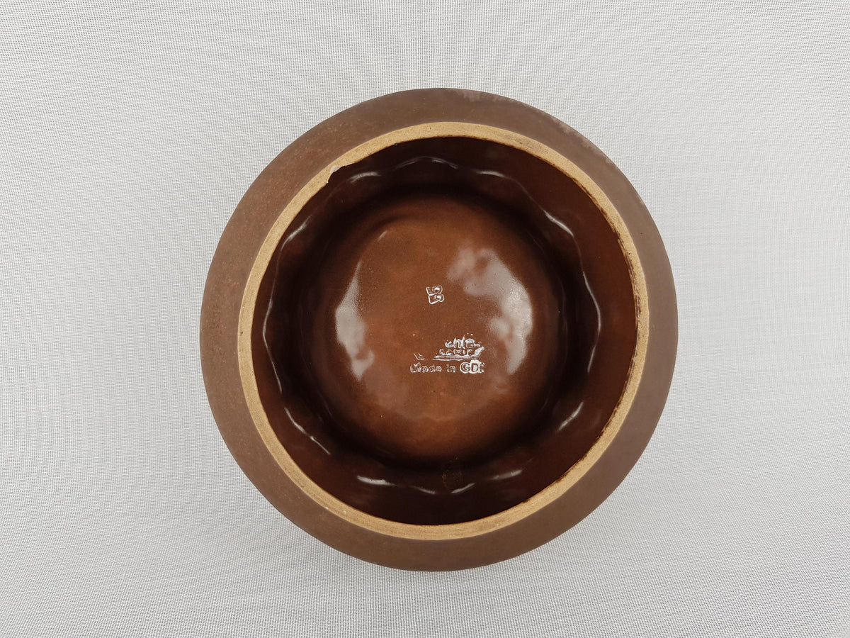 Vintage VEB STREHLA Beige and Brown Bowl / Ashtray East German Pottery 1960s