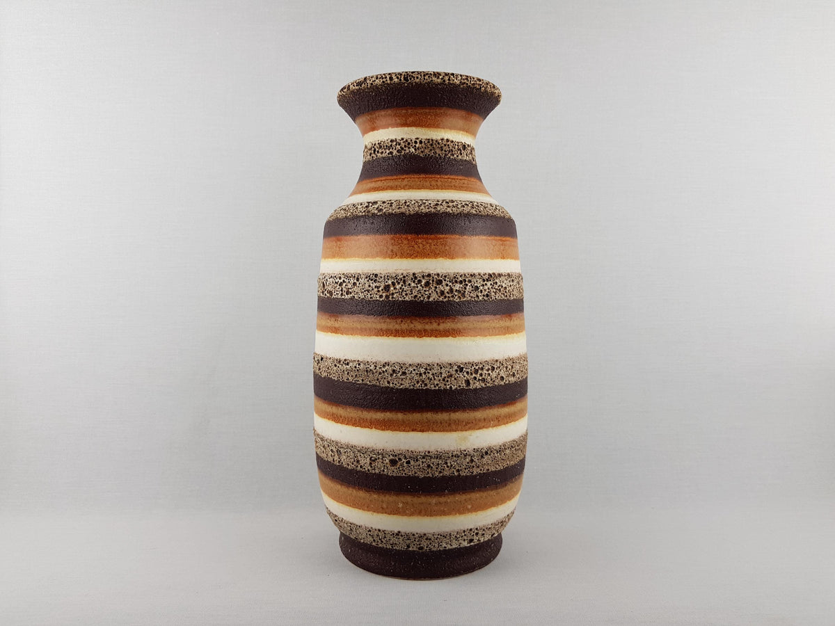 Vintage DÜMLER & BREIDEN Brown Ocher and Beige Fat Lava Floor Vase 487 36 West German Pottery 1970s