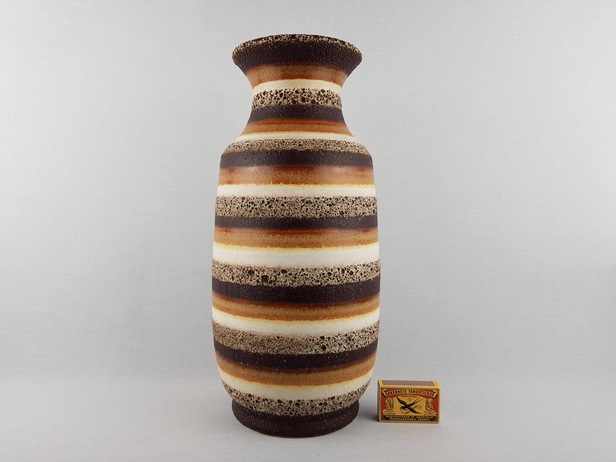 Vintage DÜMLER & BREIDEN Brown Ocher and Beige Fat Lava Floor Vase 487 36 West German Pottery 1970s
