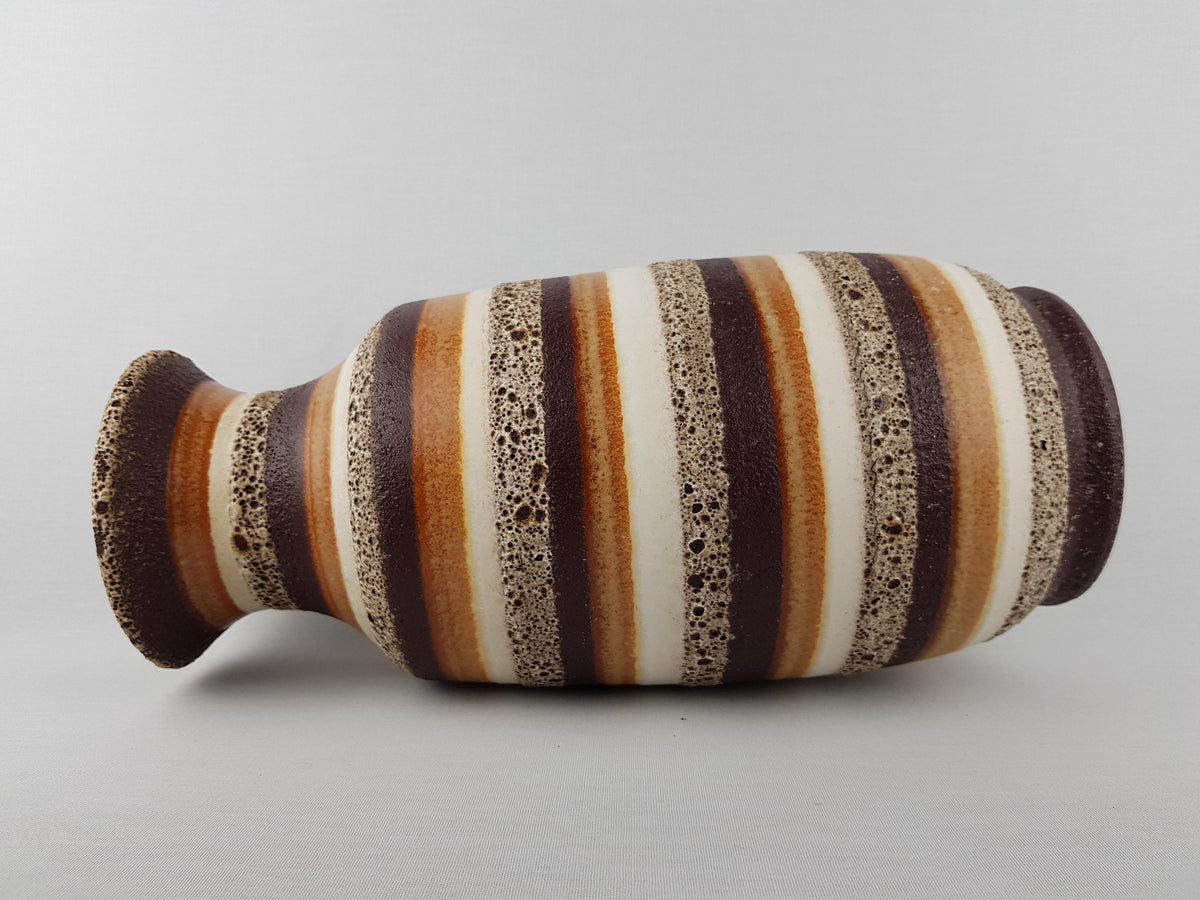 Vintage DÜMLER & BREIDEN Brown Ocher and Beige Fat Lava Floor Vase 487 36 West German Pottery 1970s