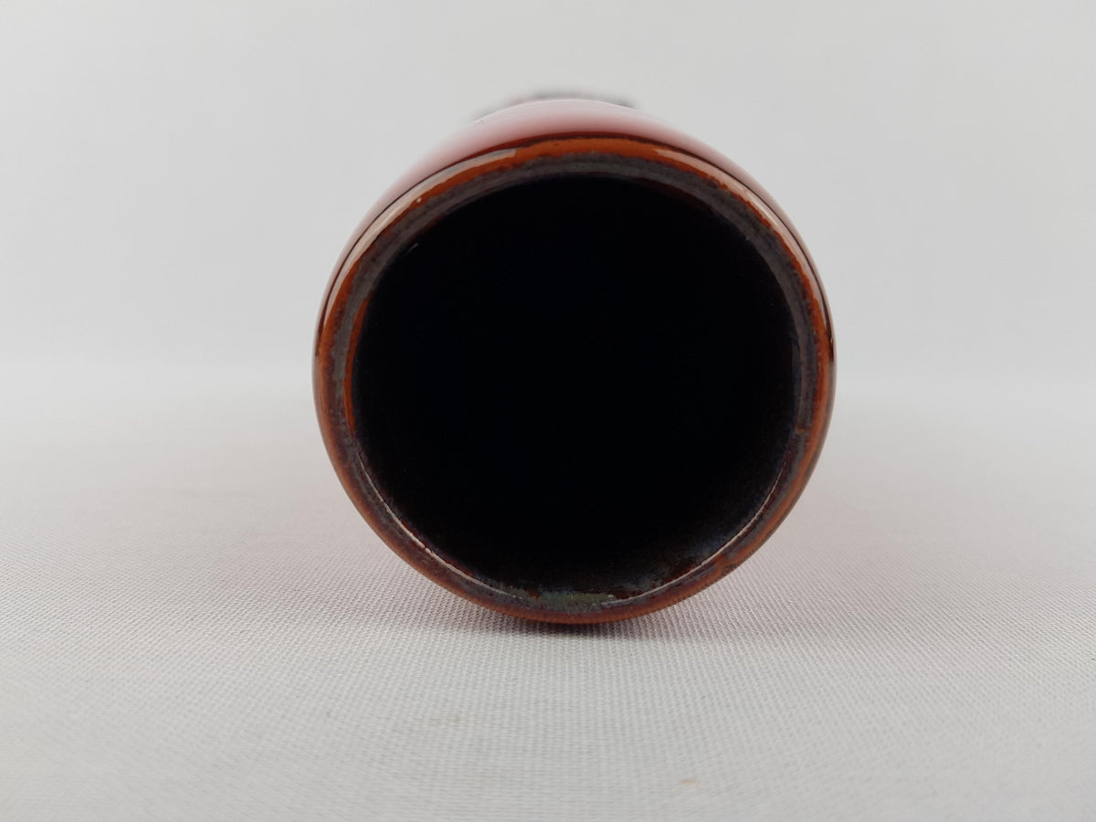 Vintage KREUTZ KERAMIK Red and Black Fat Lava Vase 413 West German Pottery 1970s