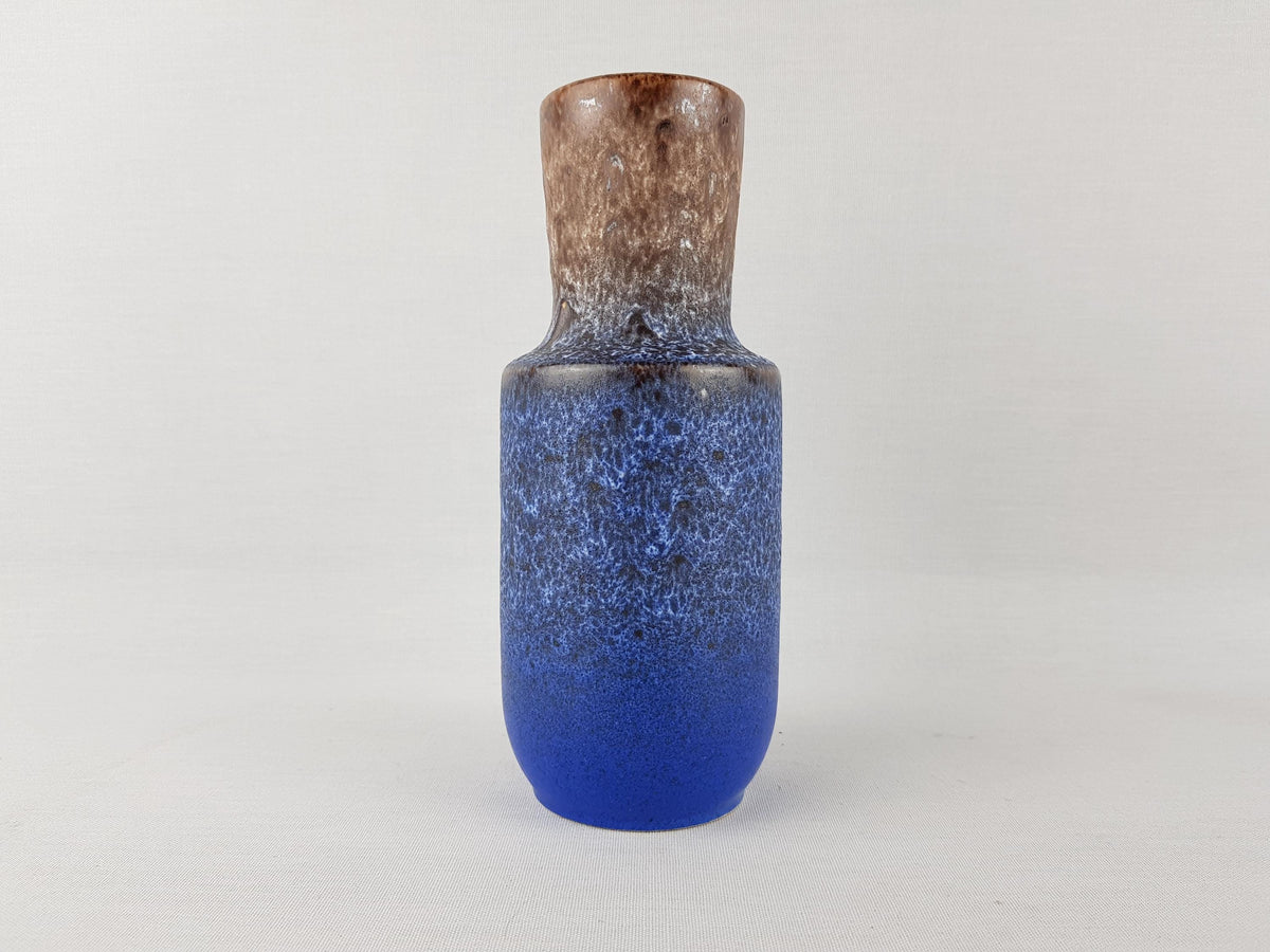 Vintage STEULER KERAMIK Blue and Brown Fat Lava Vase 142-20 West German Pottery 1960s