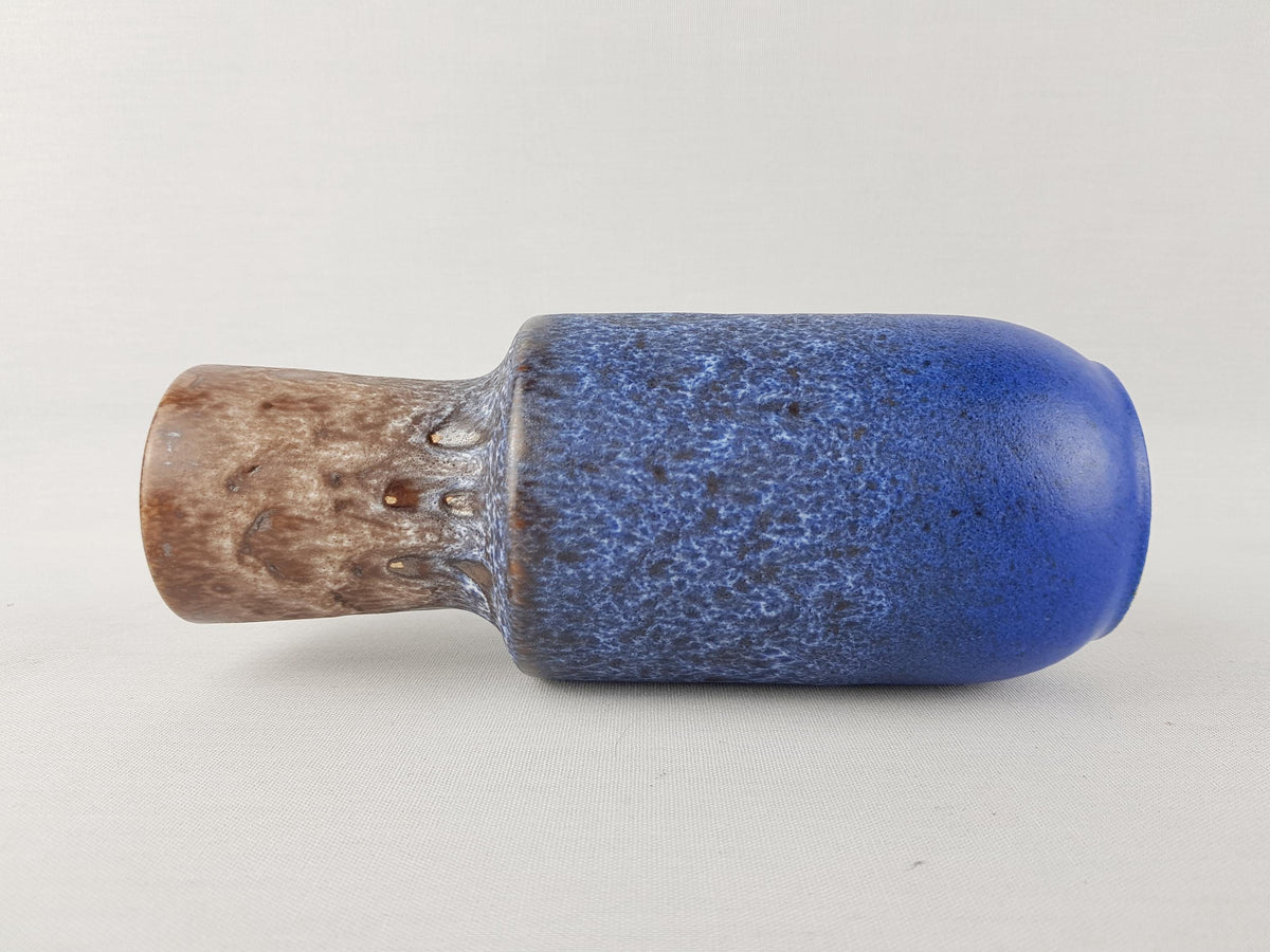 Vintage STEULER KERAMIK Blue and Brown Fat Lava Vase 142-20 West German Pottery 1960s
