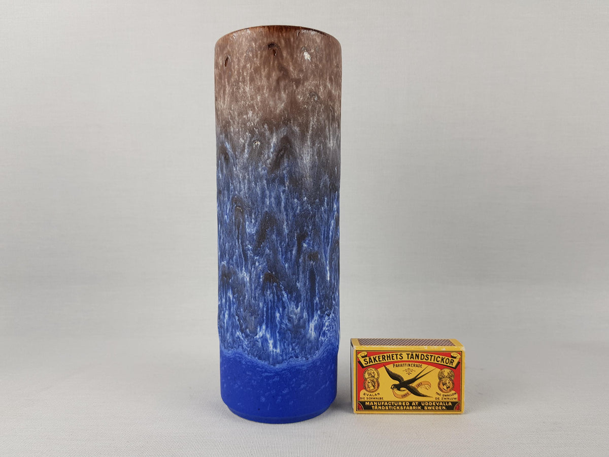 Vintage STEULER KERAMIK Blue and Brown Fat Lava Vase 4219/0 West German Pottery 1970s