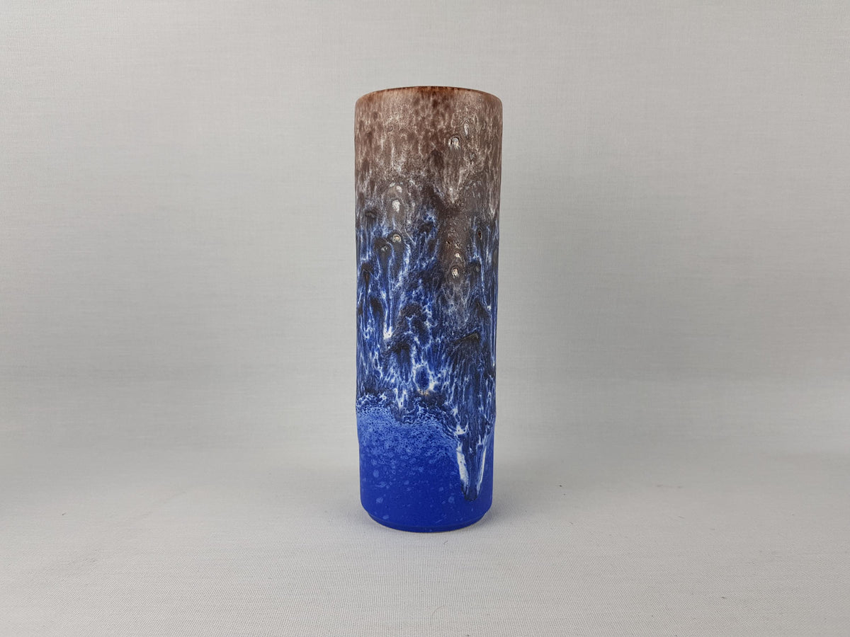 Vintage STEULER KERAMIK Blue and Brown Fat Lava Vase 4219/0 West German Pottery 1970s