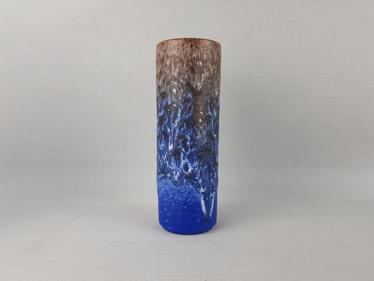 Vintage STEULER KERAMIK Blue and Brown Fat Lava Vase 4219/0 West German Pottery 1970s