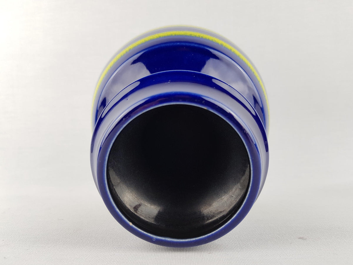 Vintage STEULER KERAMIK Blue and Yellow Vase 319-15 West German Pottery 1960s
