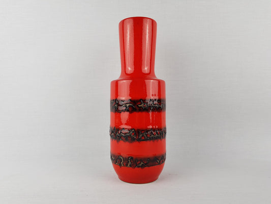 Vintage STEULER KERAMIK Red Vase 142-25 West German Pottery 1960s