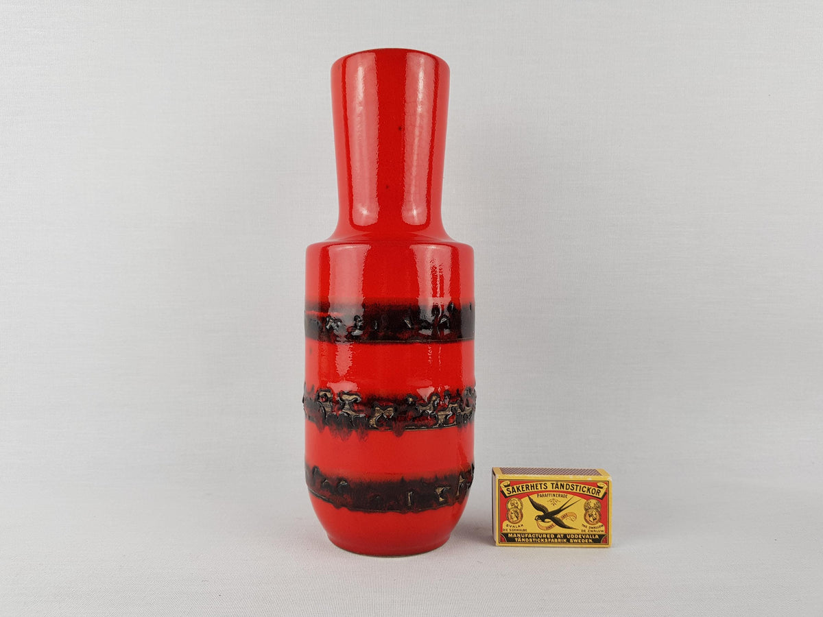 Vintage STEULER KERAMIK Red Vase 142-25 West German Pottery 1960s