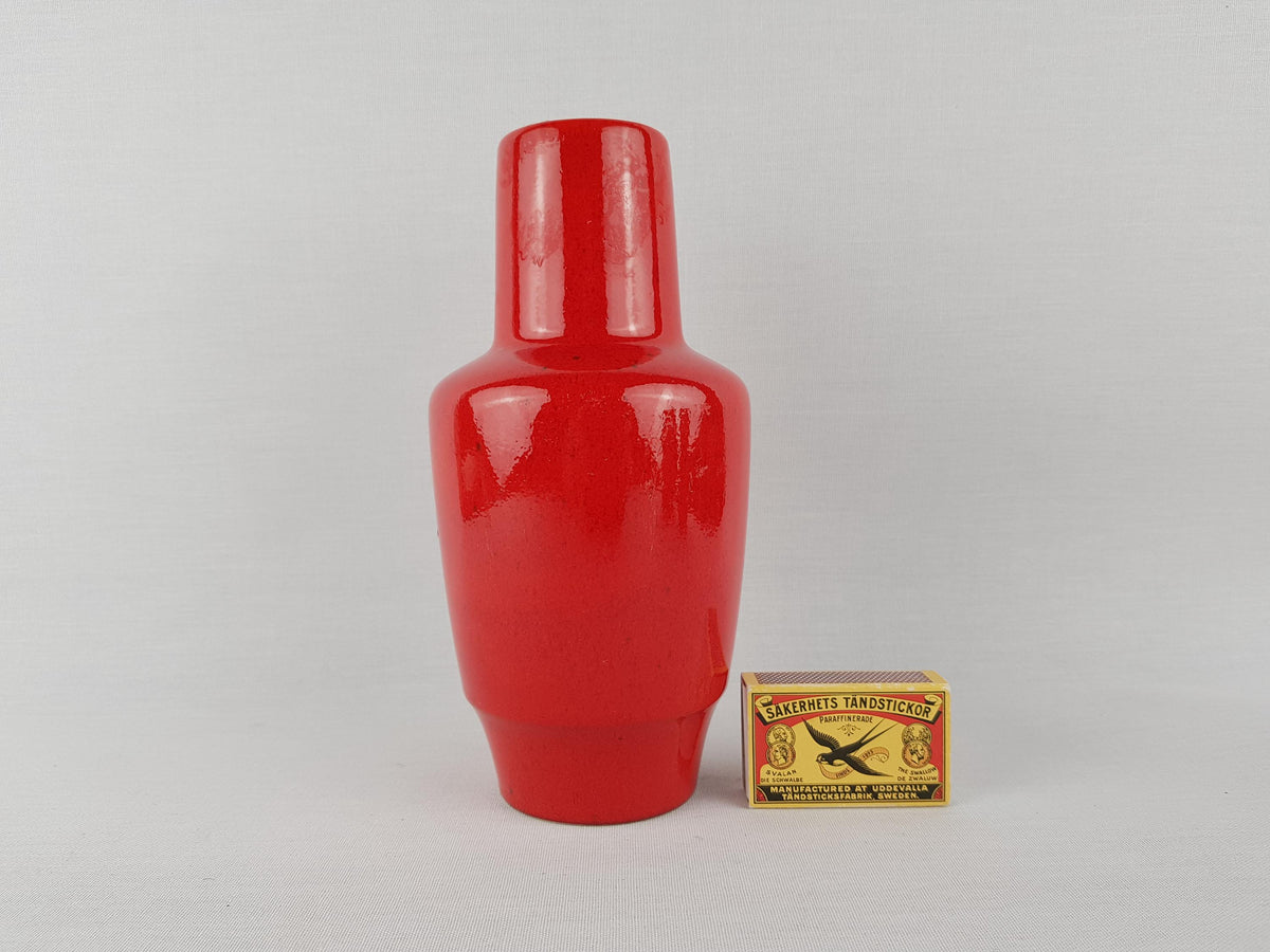 Vintage STEULER KERAMIK Red Vase 157-20 West German Pottery 1960s