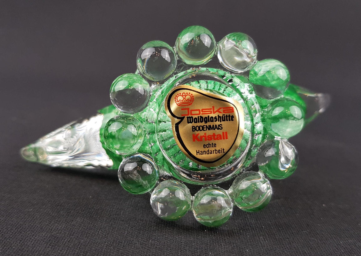 Vintage JOSKA BODENMAIS WALDGLASHÜTTE Green Crystal Glass Fish from Germany 1970s