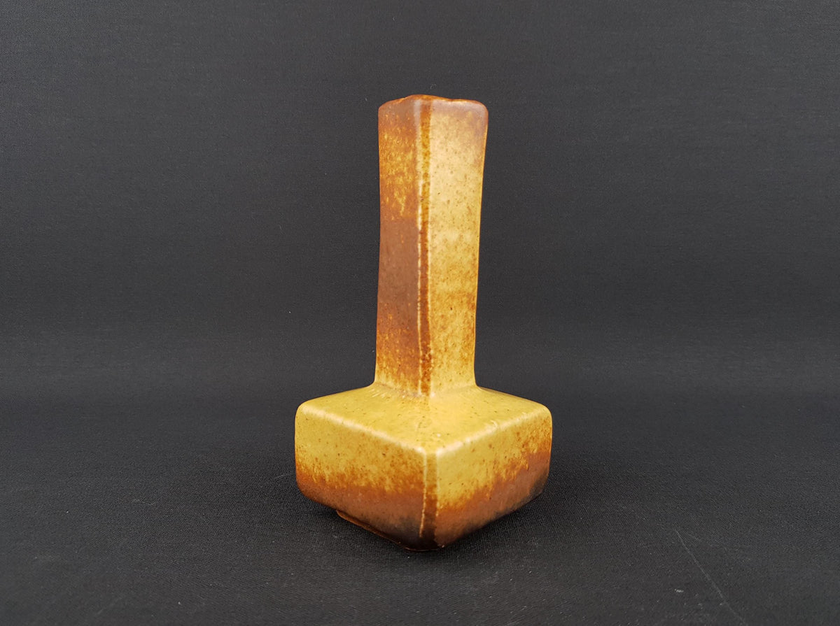 Vintage VEST KERAMIEK Square Longneck Vase with Sand Glaze F15 Dutch Pottery 1960s
