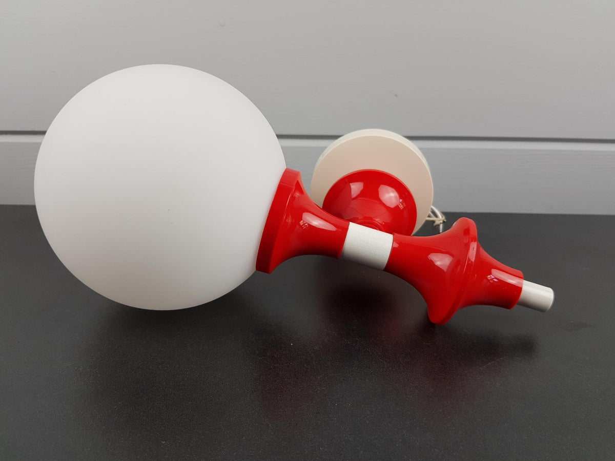 Vintage QUELLE Red and White Wall Lamp Design By Richard Essig 1960s - 1970s