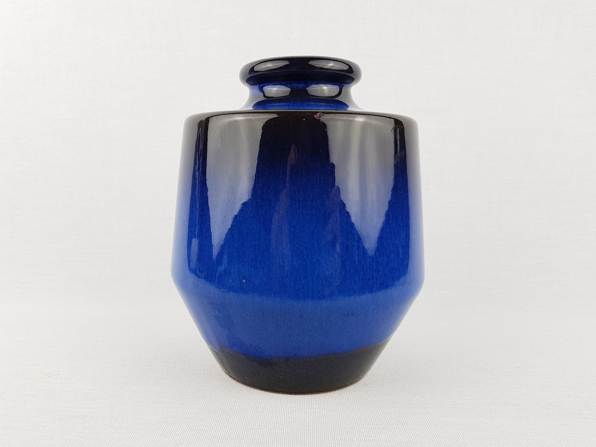 Vintage STEULER KERAMIK Blue Black Vase 133-15 West German Pottery 1960s