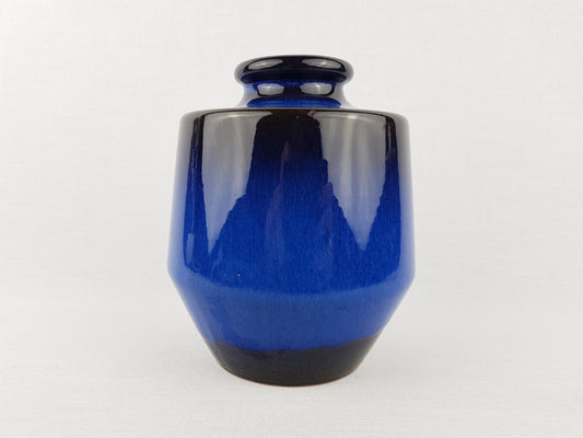 Vintage STEULER KERAMIK Blue Black Vase 133-15 West German Pottery 1960s